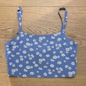 Hollister Daisy Print Blue Tank Top